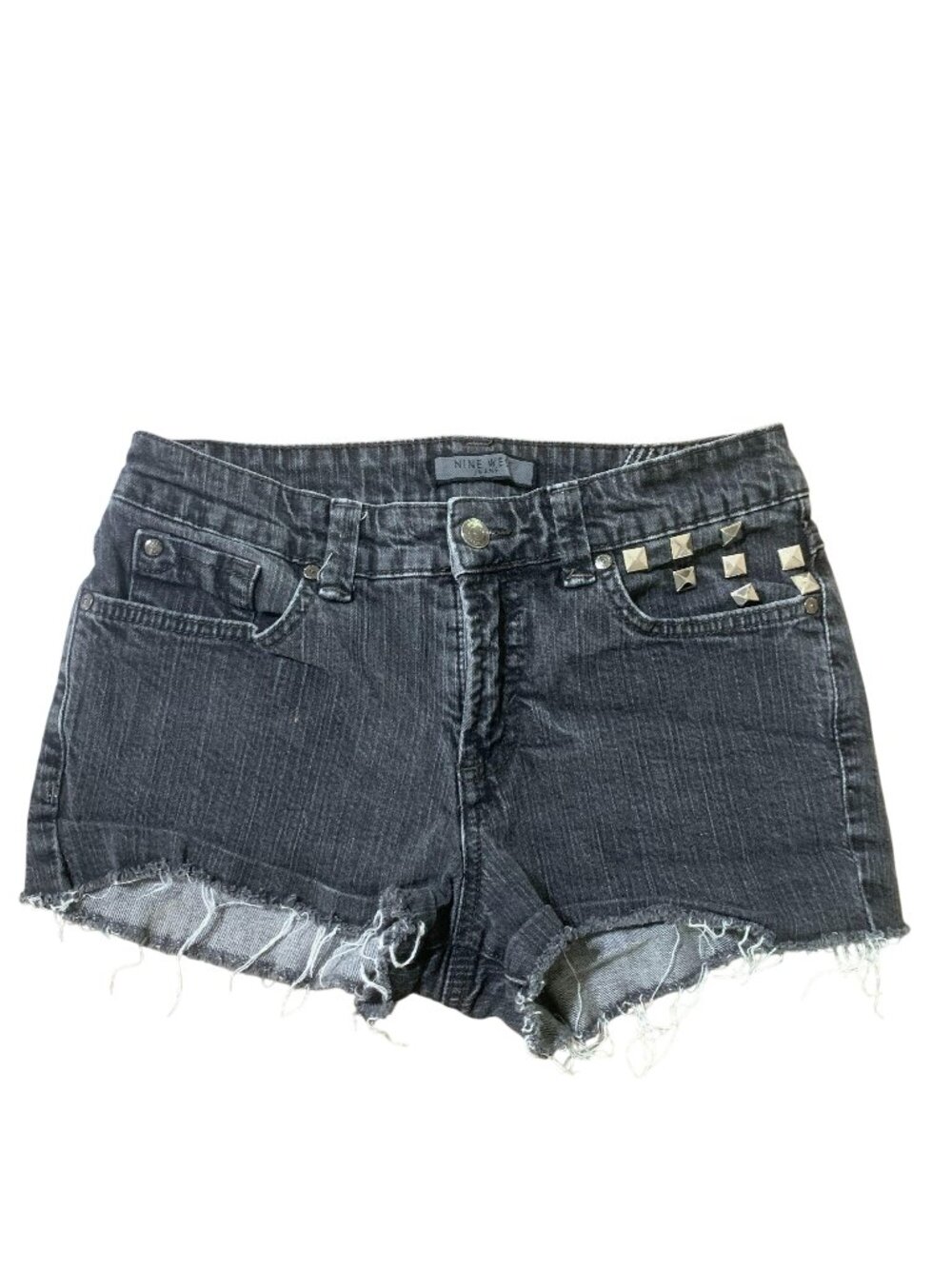 Nine West Black Studded Distressed Denim Cutoff Shorts Womens Casual Wear Size 6